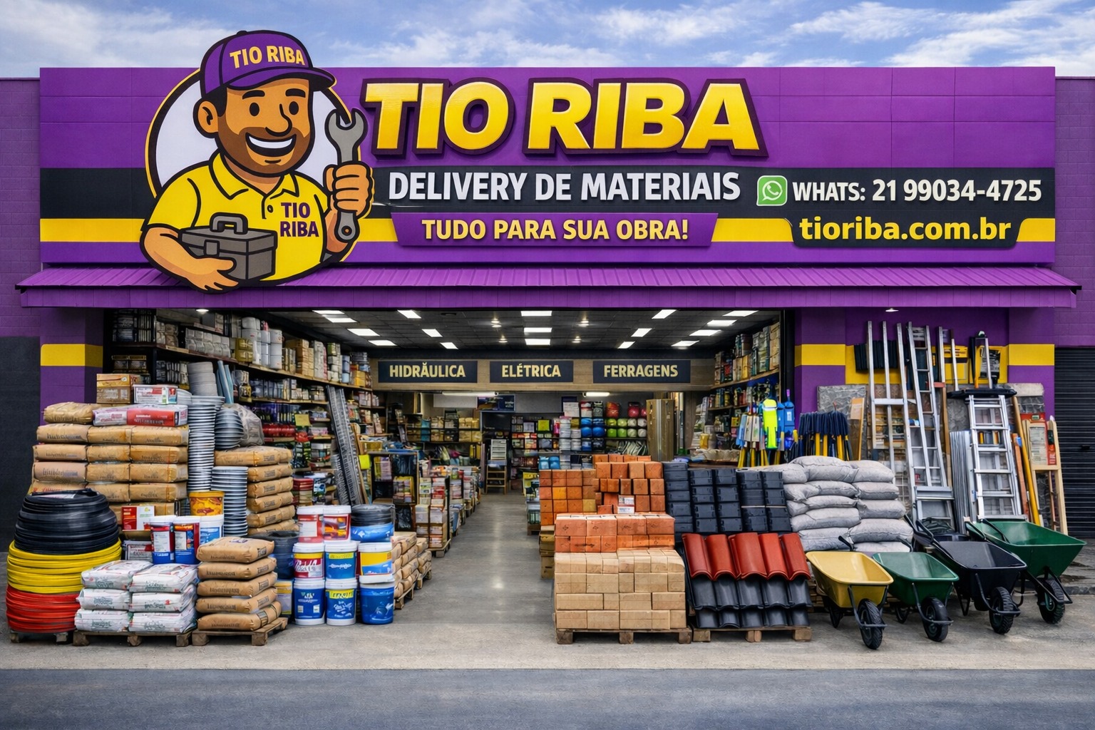 Centro de distribuição do Tio Riba Delivery para materiais de construção no Rio de Janeiro